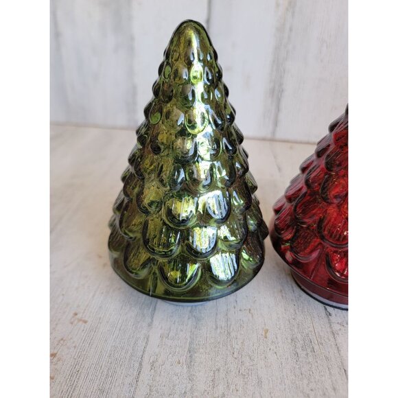 Rustic blown glass tree red green Xmas table top light up decor - Picture 6 of 6